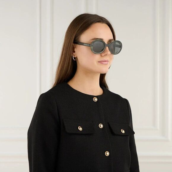 SALE! NEW Gucci GG1722SA 005 Transparent Green Smoke Grey Unisex Oval Sunglasses main image 9